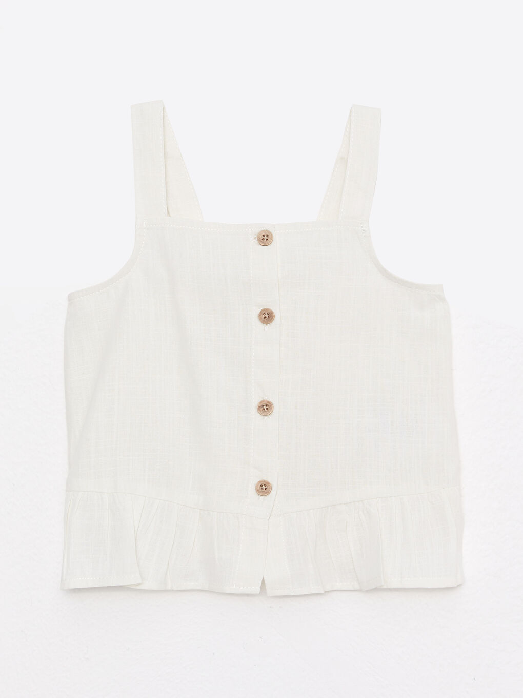 Chemise Basique en Coton pour Bébé Fille à Col Carré et Bretelles