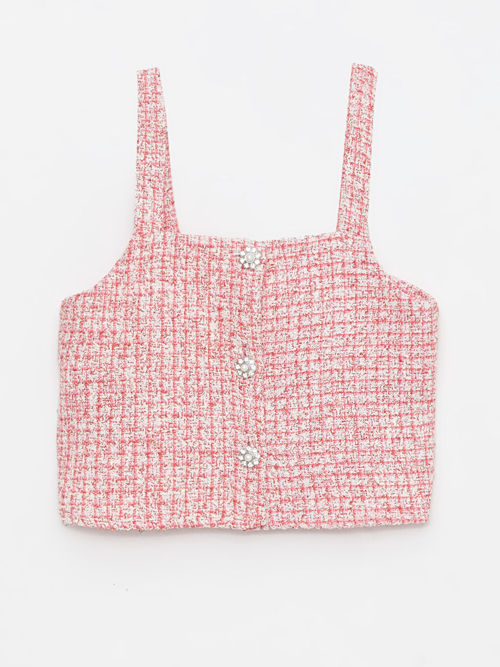 Blouse pour Filles à Col Carré Imprimée à Fines Bretelles en Sergé-4