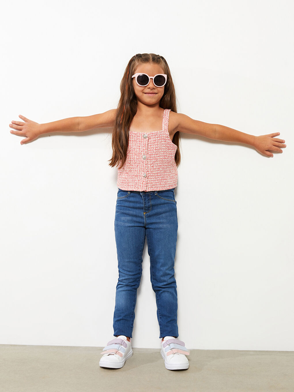 Blouse pour Filles à Col Carré Imprimée à Fines Bretelles en Sergé-1