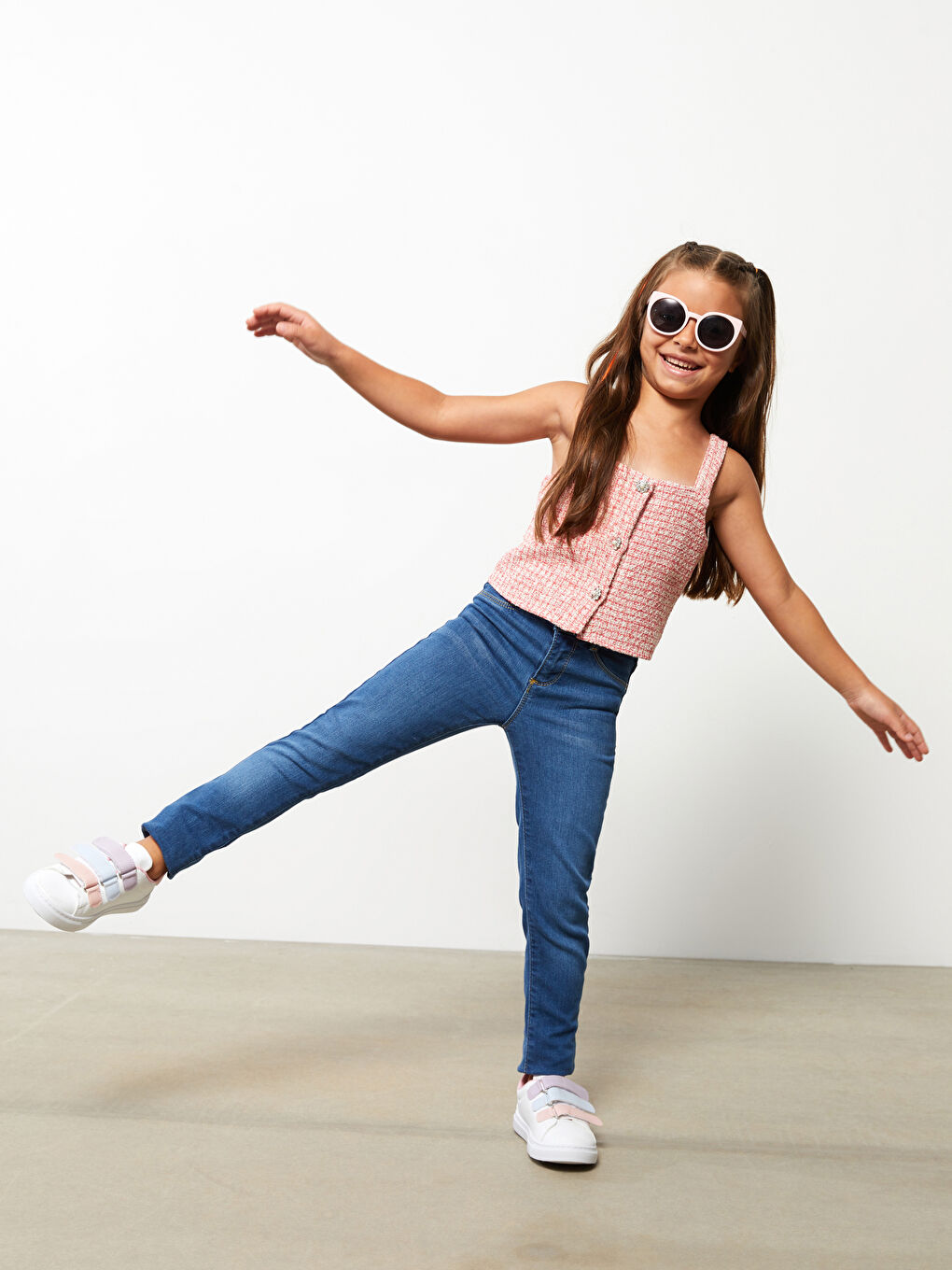 Blouse pour Filles à Col Carré Imprimée à Fines Bretelles en Sergé-2