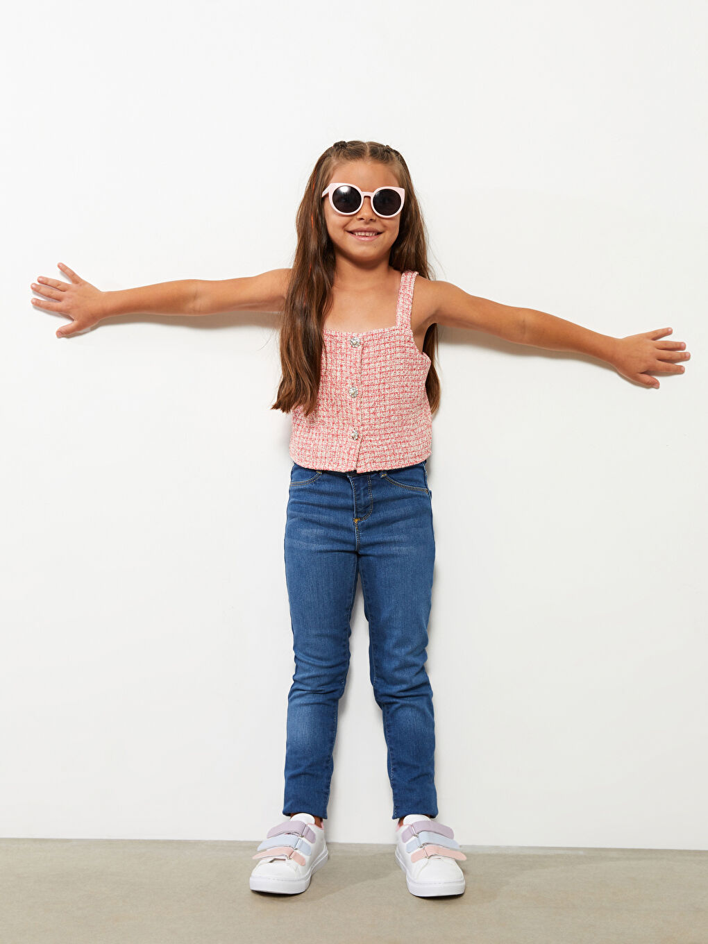 Blouse pour Filles à Col Carré Imprimée à Fines Bretelles en Sergé-3