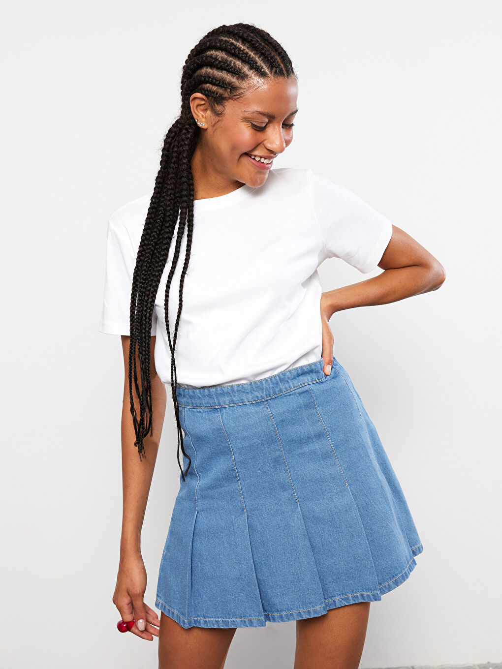 Crew Neck Straight Short Sleeve Cotton Women's T-Shirt-1