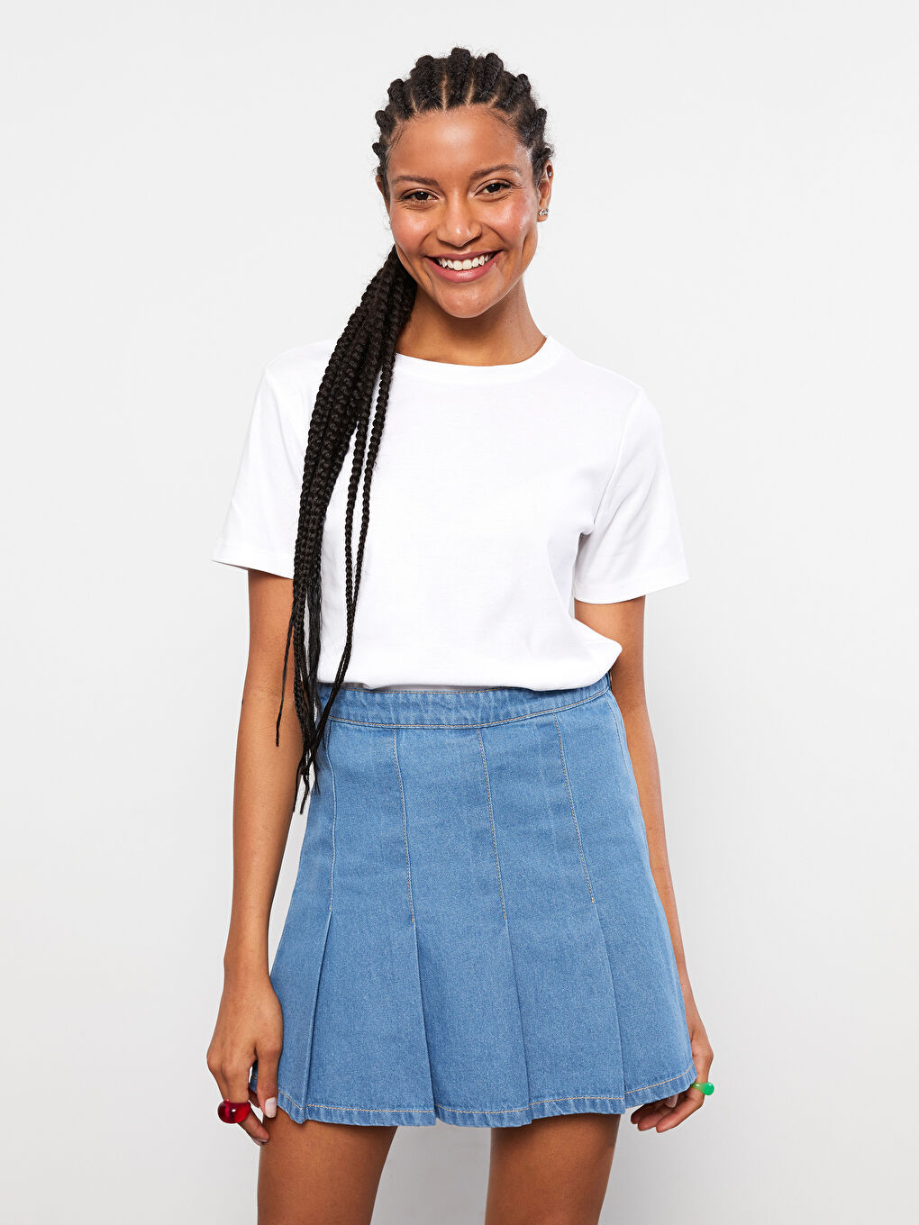 Crew Neck Straight Short Sleeve Cotton Women's T-Shirt-2