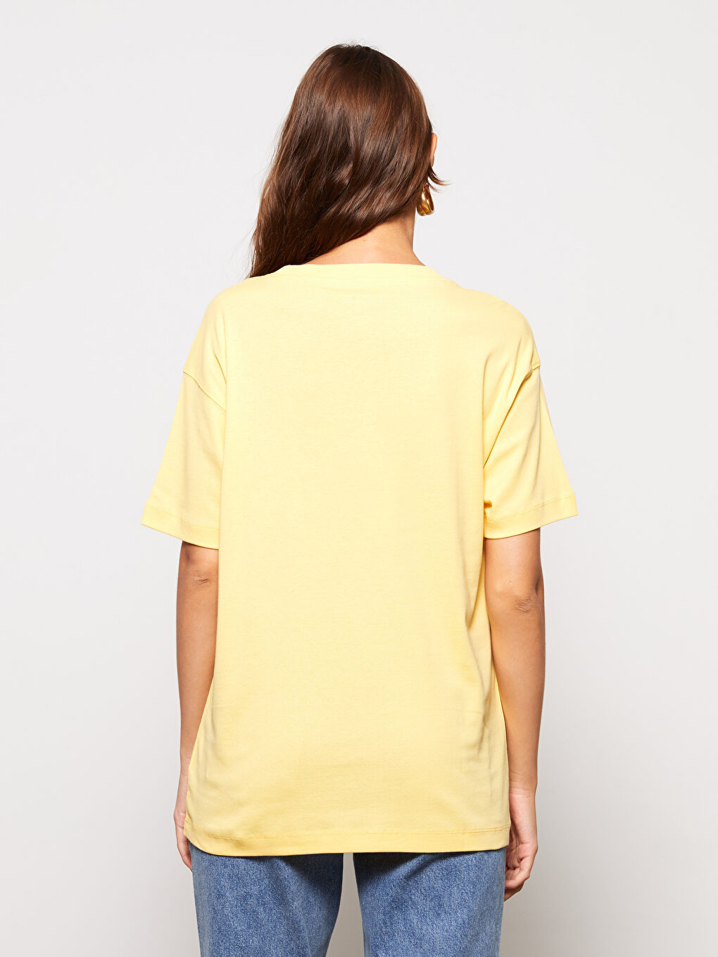 Crew Neck Straight Short Sleeve Cotton Women's T-Shirt-4