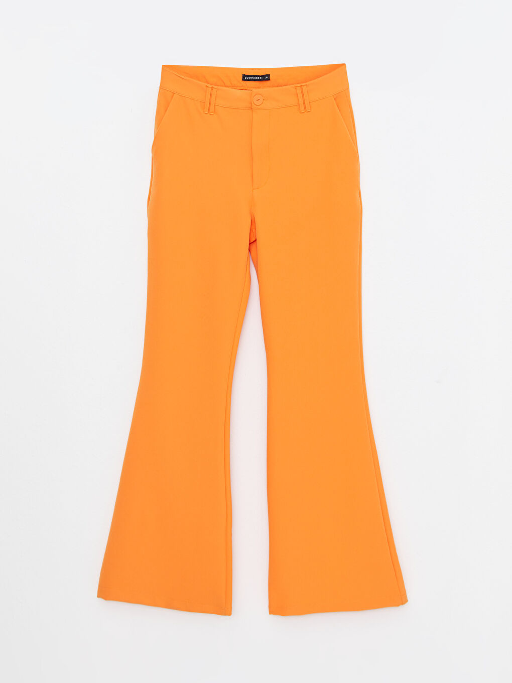 Turuncu Rahat Kalıp Düz İspanyol Paça Kadın Pantolon-5
