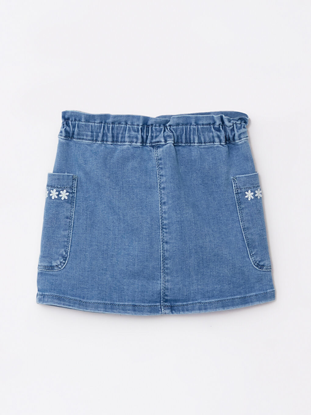 Elastic Waist Embroidered Baby Girl Jean Skirt -S2M416Z1-507