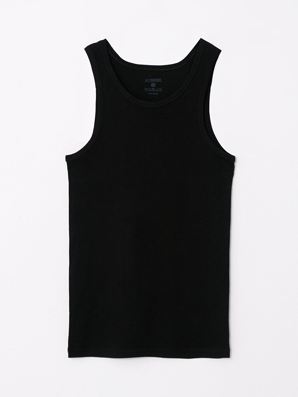 Siyah Bisiklet Yaka Kolsuz Pamuklu Erkek Atlet-5