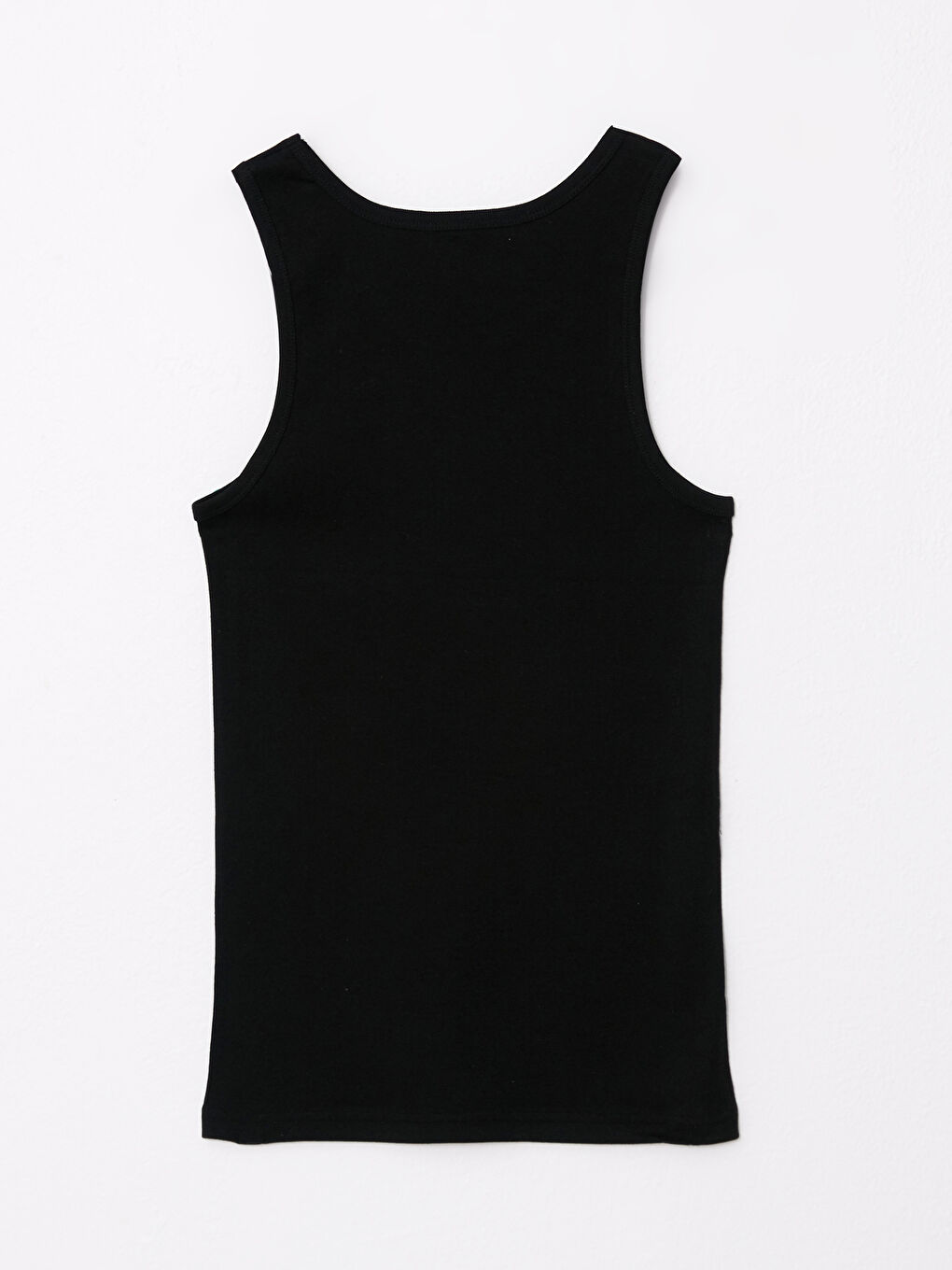 Siyah Bisiklet Yaka Kolsuz Pamuklu Erkek Atlet-6