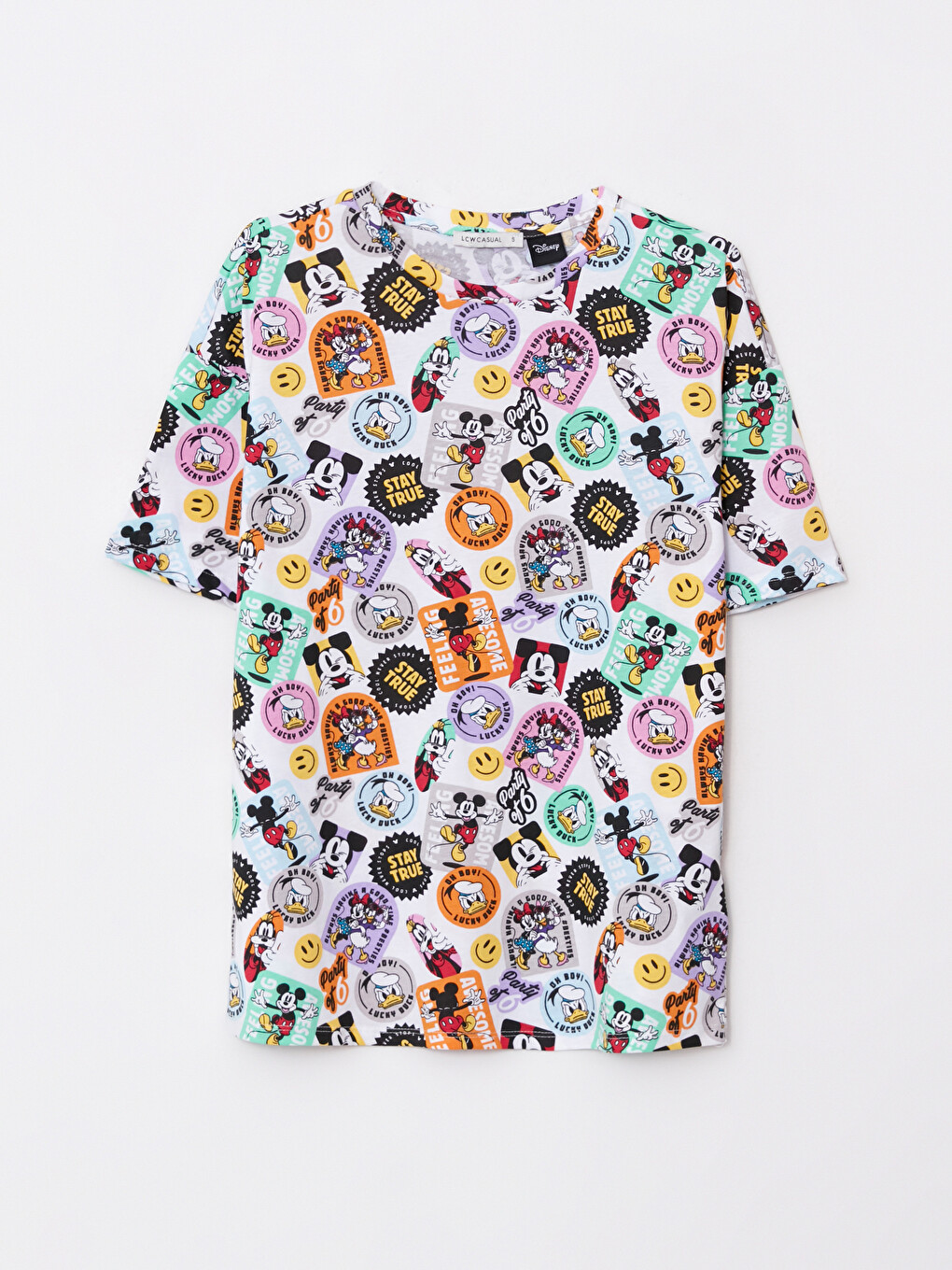 Crew Neck Mickey Mouse Printed Short Sleeve Women's T-Shirt-4