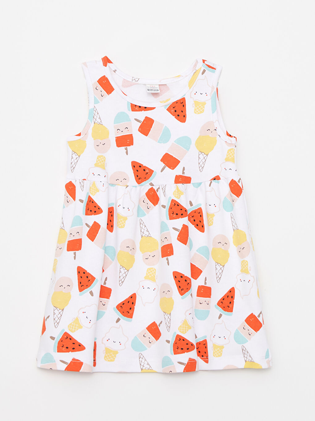 Crew Neck Printed Cotton Baby Girl Dress