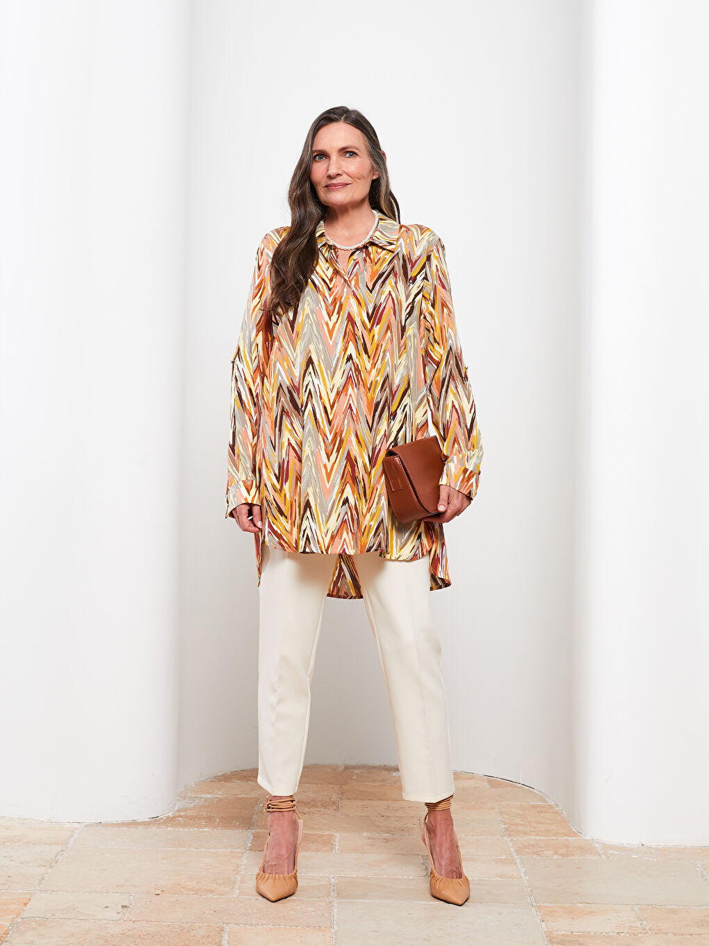 Chemise Pour Femmes En Viscose Imprimée À Manches Longues Et Fermeture Boutonnée Sur Le Devant