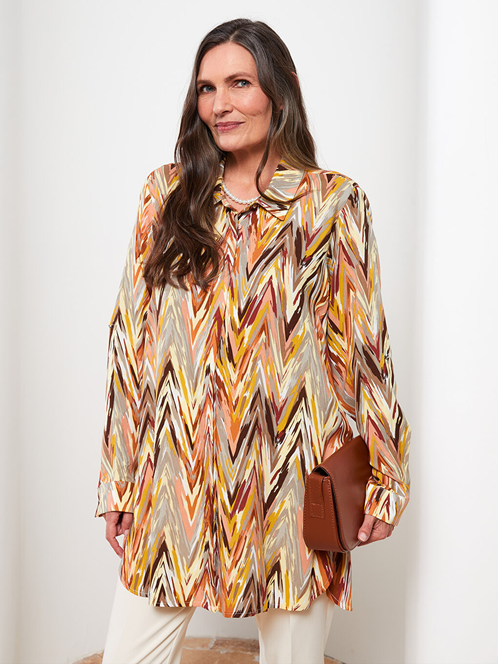 Chemise Pour Femmes En Viscose Imprimée À Manches Longues Et Fermeture Boutonnée Sur Le Devant-2