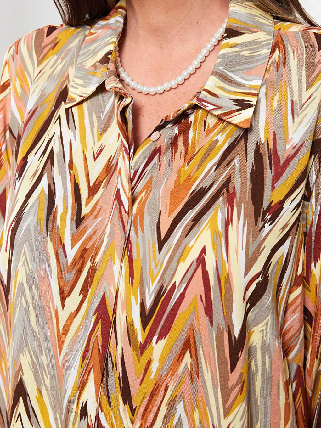 Chemise Pour Femmes En Viscose Imprimée À Manches Longues Et Fermeture Boutonnée Sur Le Devant-3