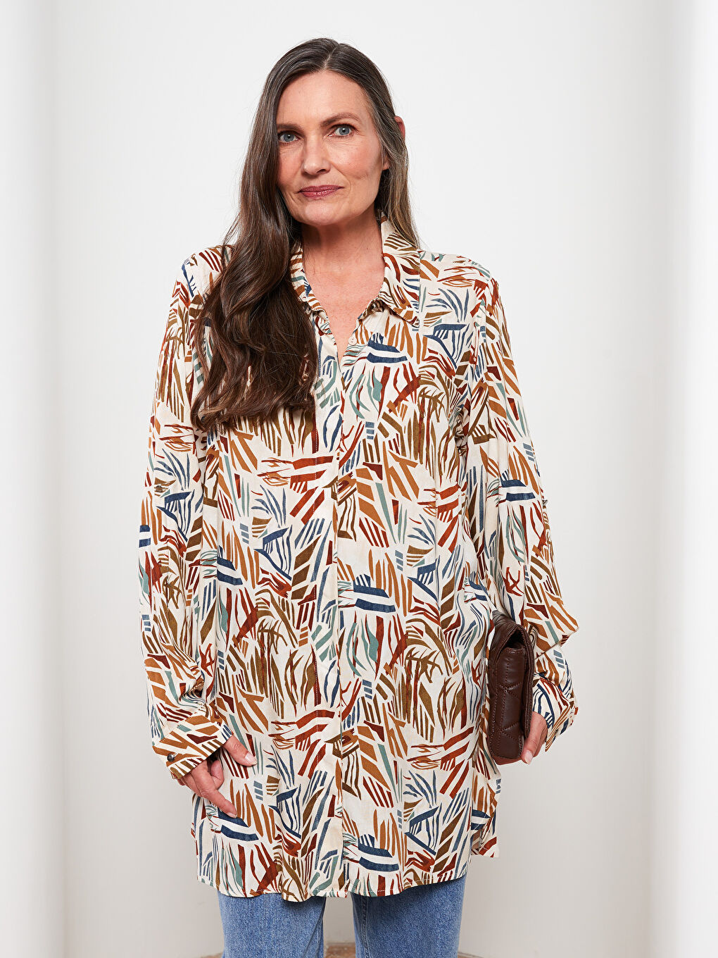 Chemise Pour Femmes En Viscose Imprimée À Manches Longues Et Fermeture Boutonnée Sur Le Devant-2