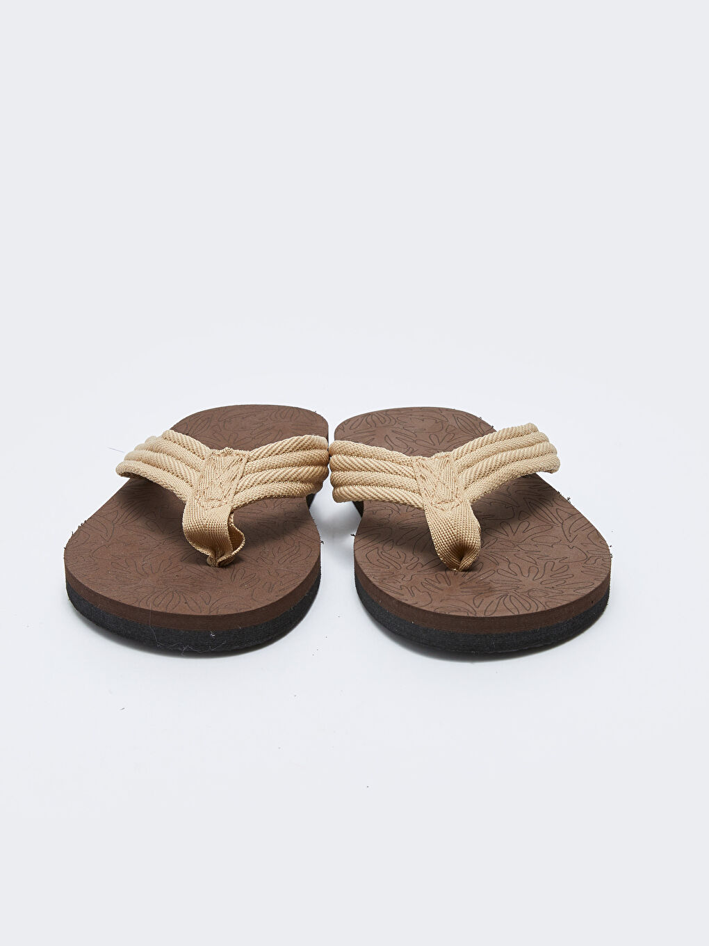 Kahverengi Baskılı Parmak Arası Erkek Plaj Terliği-2