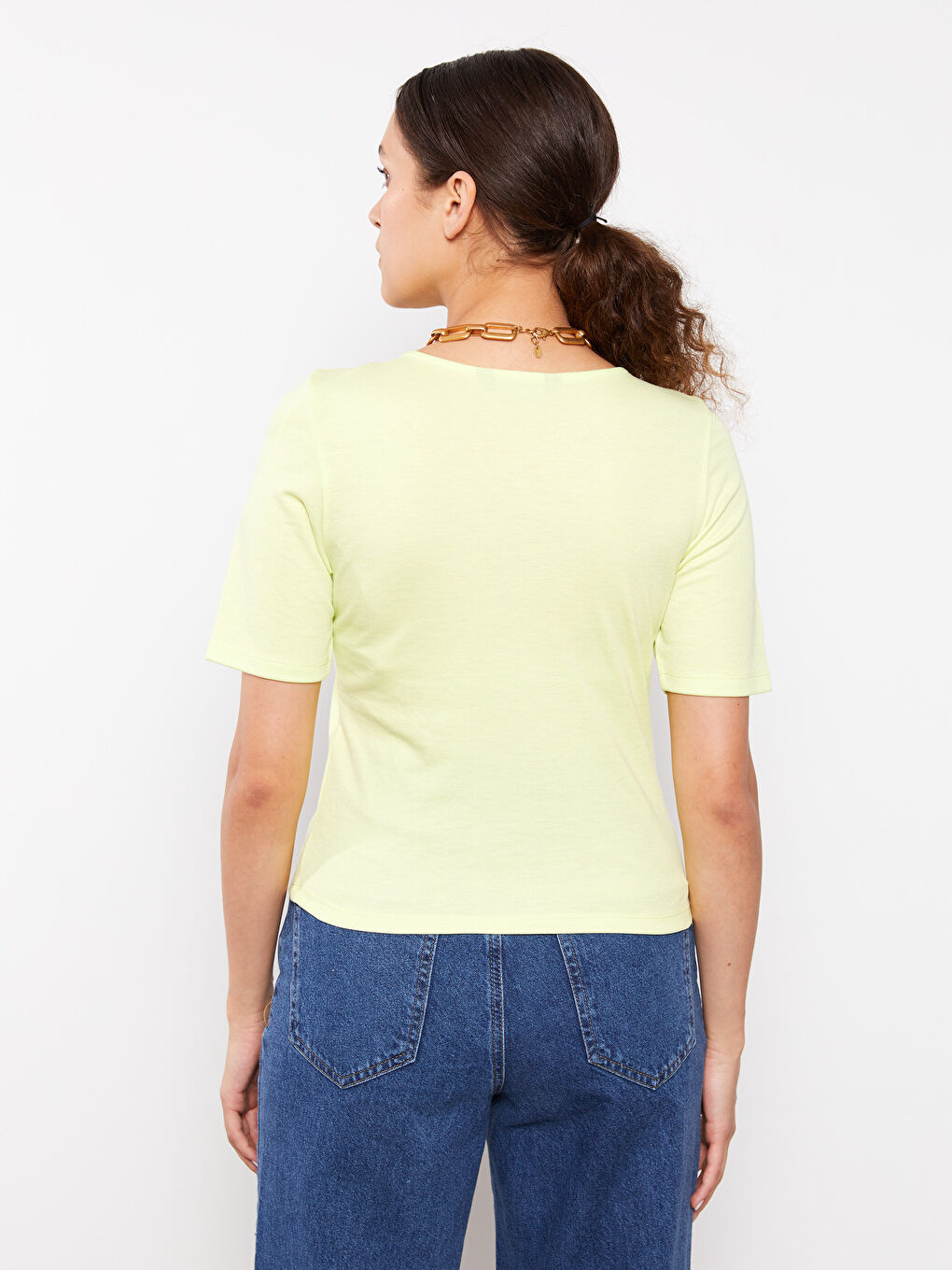 LCW Vision V-Neck Plain Short Sleeve Women's T-Shirt -S2M518Z8-FUQ