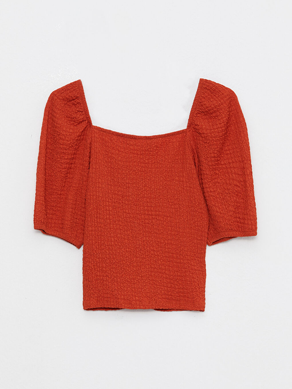 Sweetheart Collar Plain Short Sleeve Women's Crepe Blouse-7