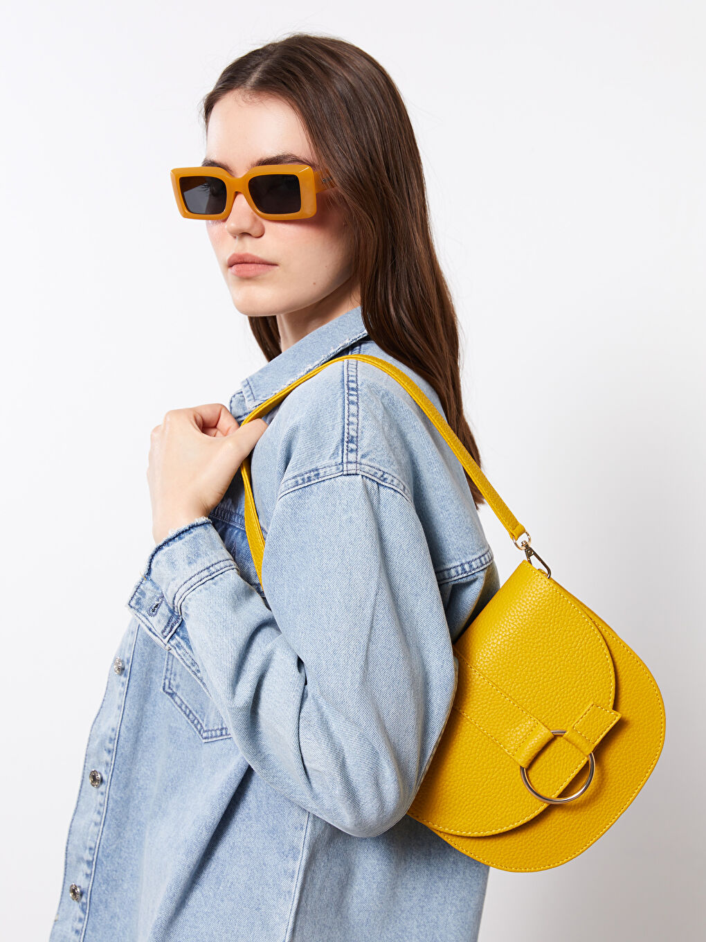 LCW ACCESSORIES Sari Deri Görünümlü Kadın Omuz Çantası