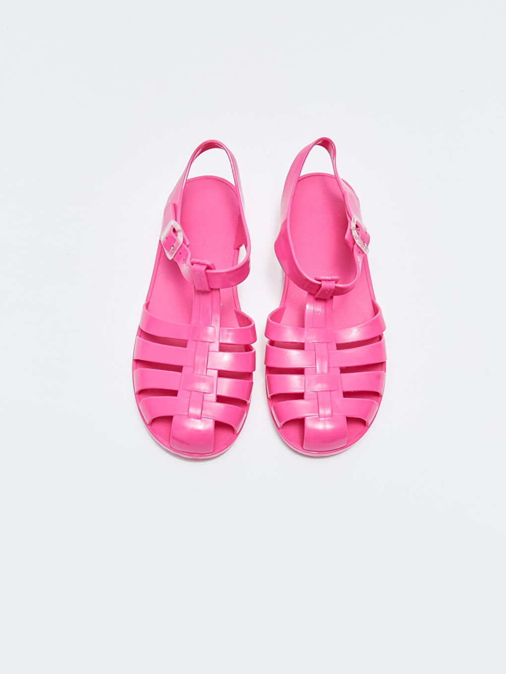 Fuşya Önü Kapalı Toka Detaylı Kadın Plaj Sandaleti-2