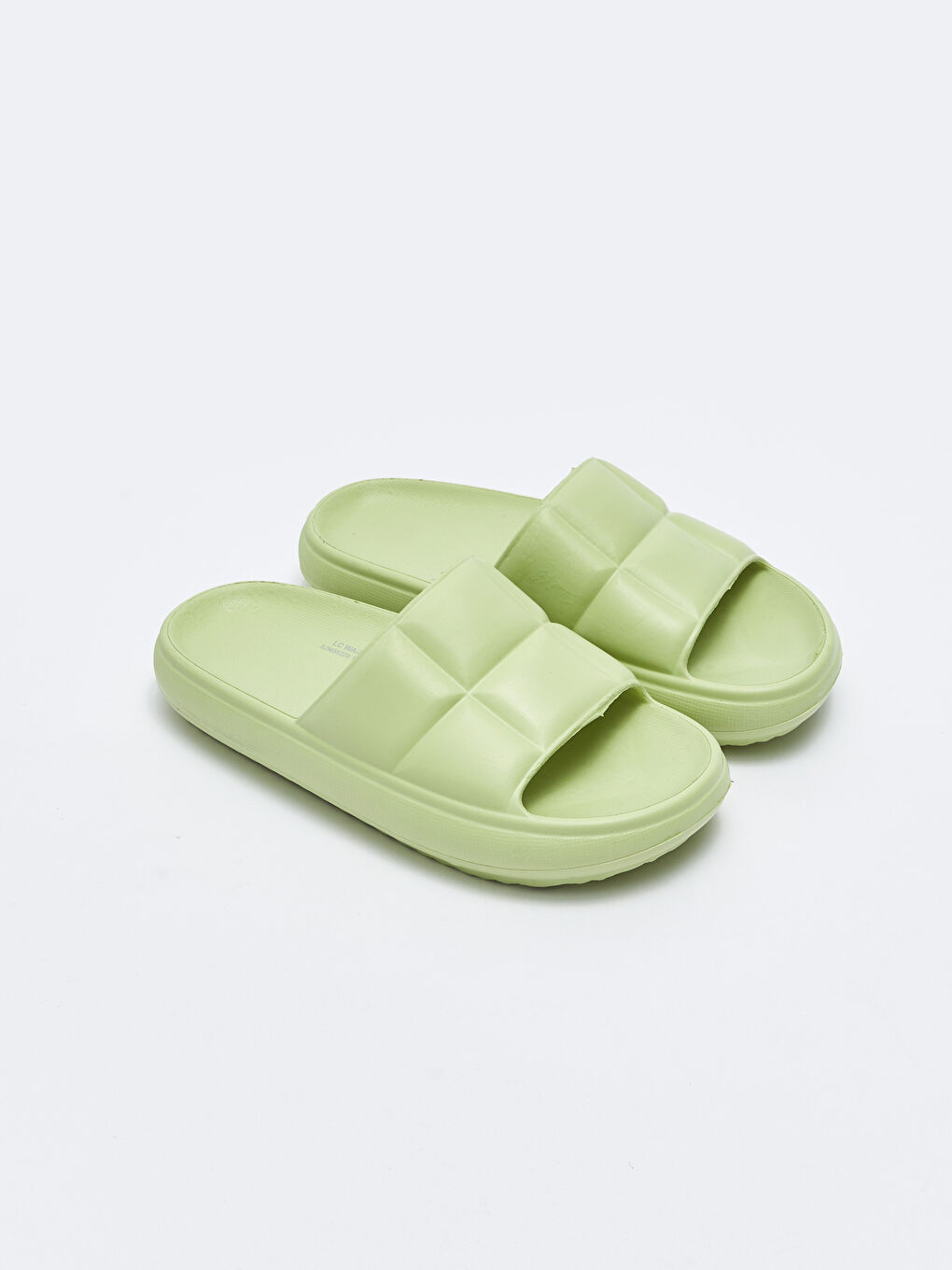 Yeşil Kendinden Desenli Tek Bantlı Kadın Terlik