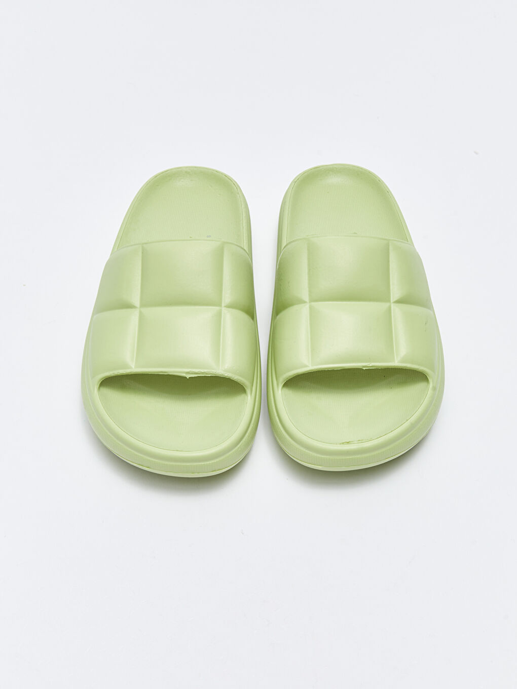 Yeşil Kendinden Desenli Tek Bantlı Kadın Terlik-2