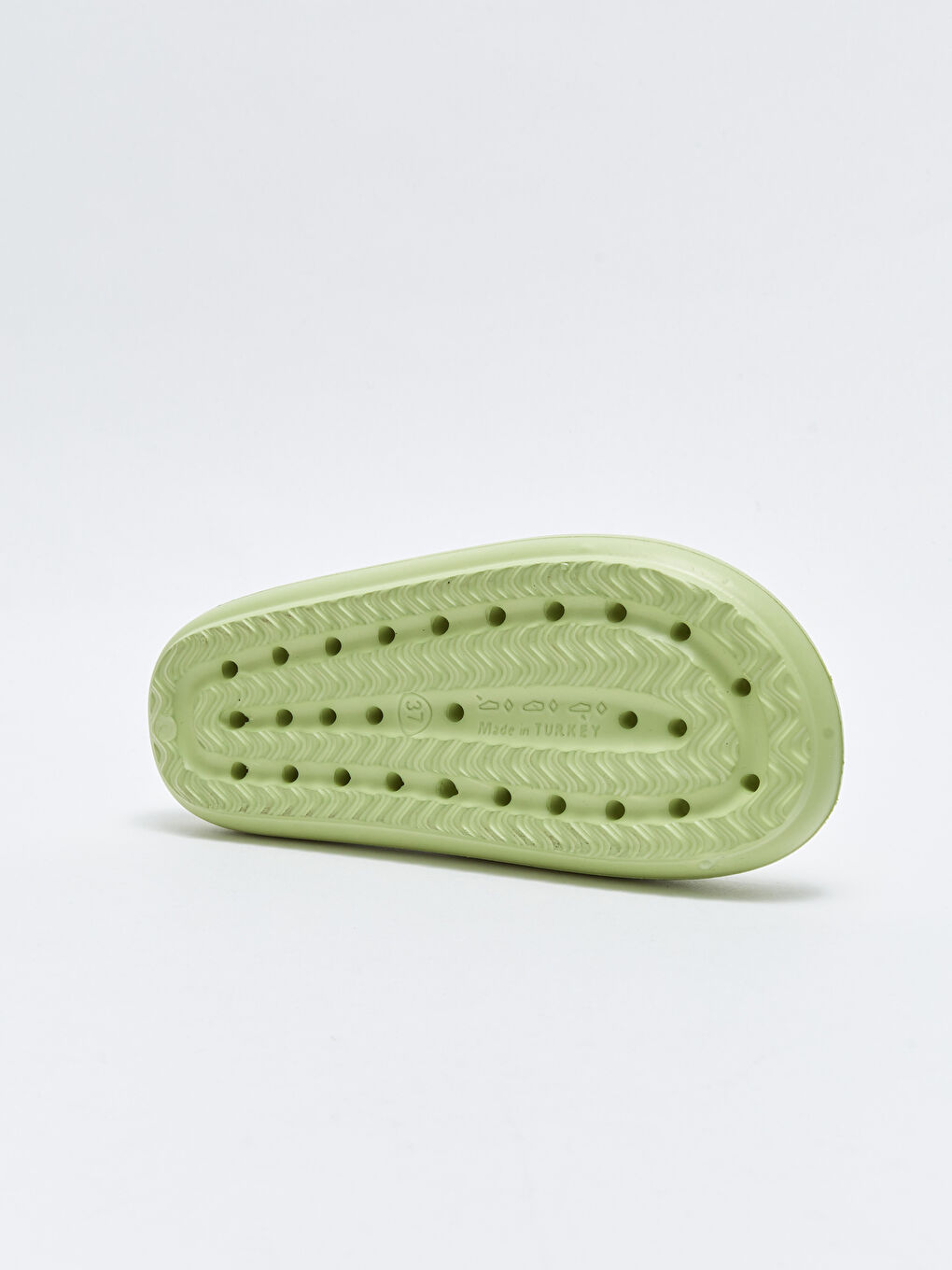 Yeşil Kendinden Desenli Tek Bantlı Kadın Terlik-3