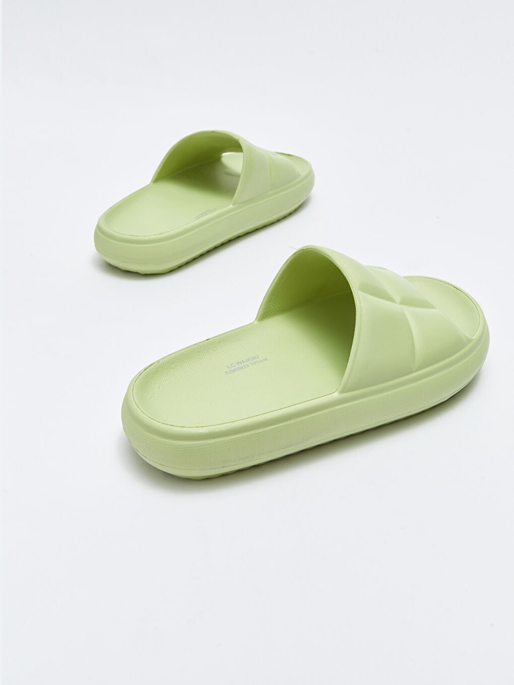 Yeşil Kendinden Desenli Tek Bantlı Kadın Terlik-4