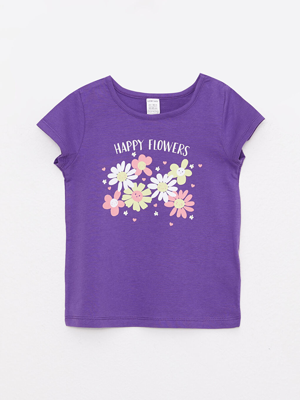 تيشيرت ياقة دائرية كم قصير مطبوع قطن بنات رضع - مجموعة من 2-1