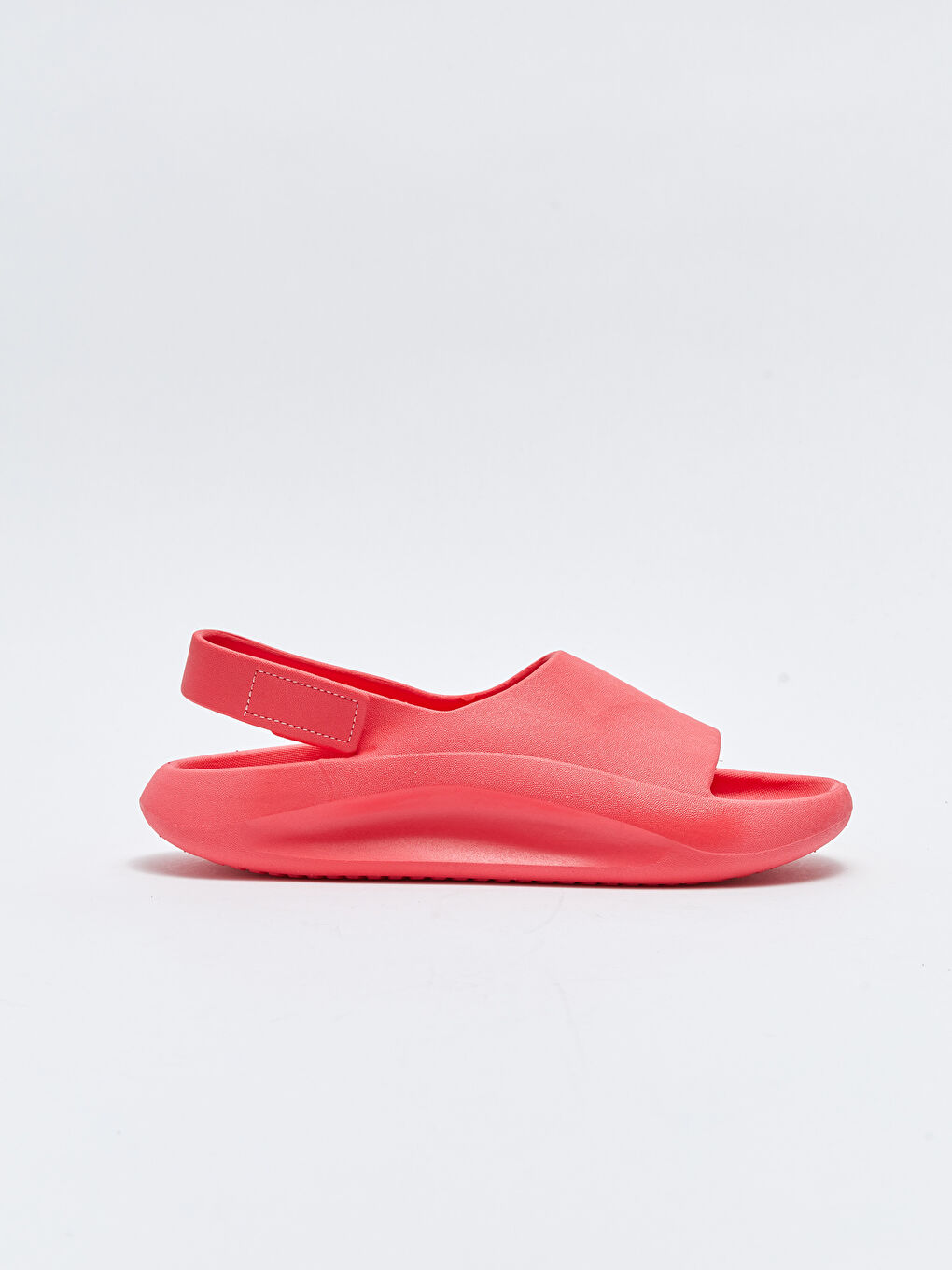 Fuşya Tek Bantlı Cırt Cırtlı Kadın Plaj Sandaleti-1