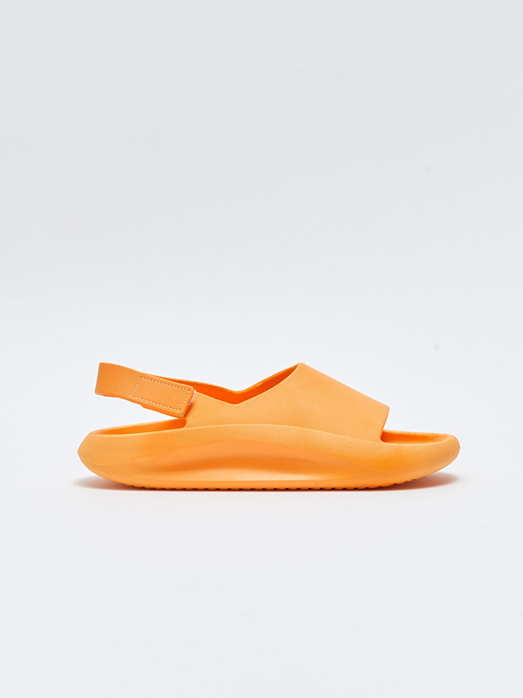 Turuncu Tek Bantlı Cırt Cırtlı Kadın Plaj Sandaleti-1
