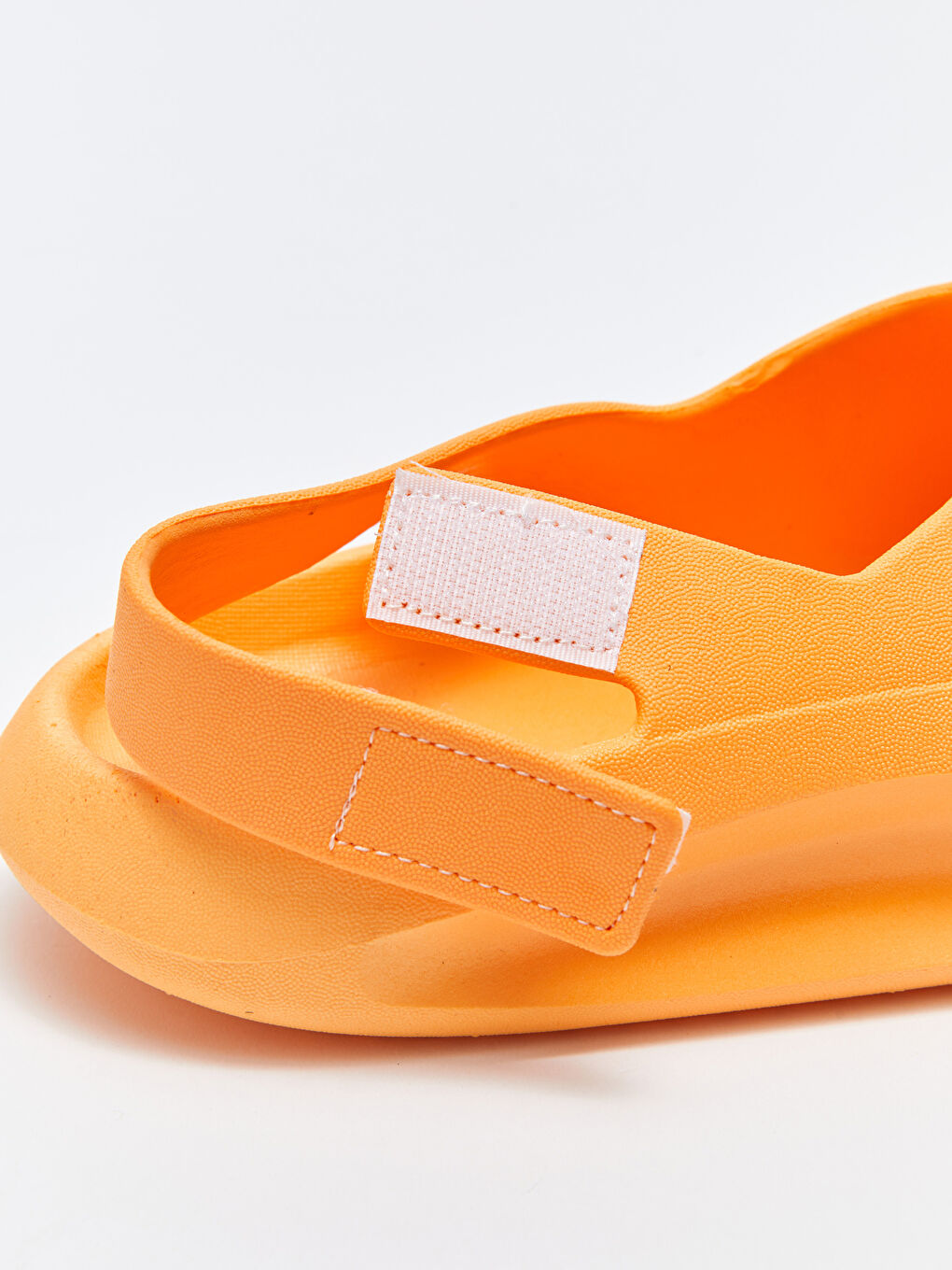 Turuncu Tek Bantlı Cırt Cırtlı Kadın Plaj Sandaleti-5