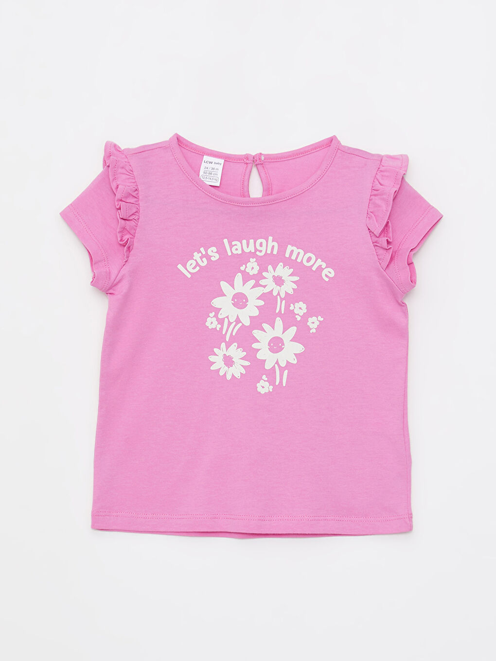 تيشيرت بناتي رضيع كم قصير ياقة دائرية قطن مطبوع