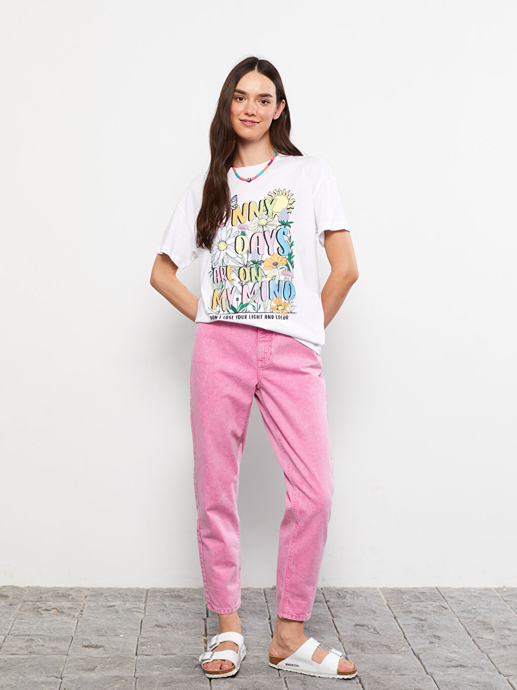 Crew Neck Printed Short Sleeve Cotton Women's T-shirt