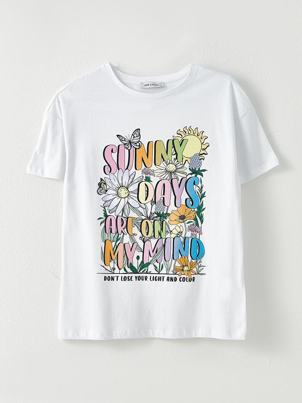 Crew Neck Printed Short Sleeve Cotton Women's T-shirt-5