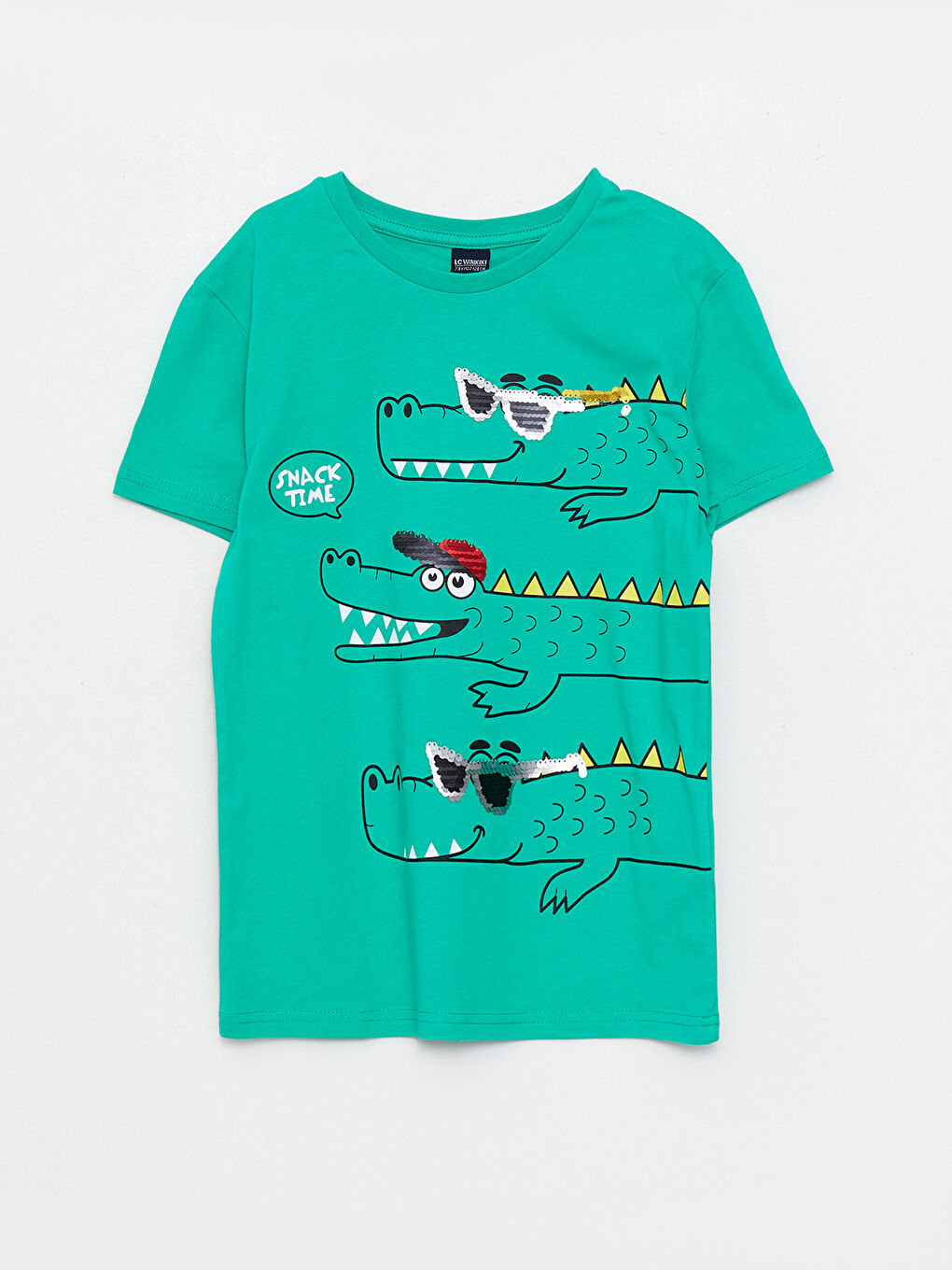 Yeşil Bisiklet Yaka Baskılı Kısa Kollu Pamuklu Erkek Çocuk Tişört