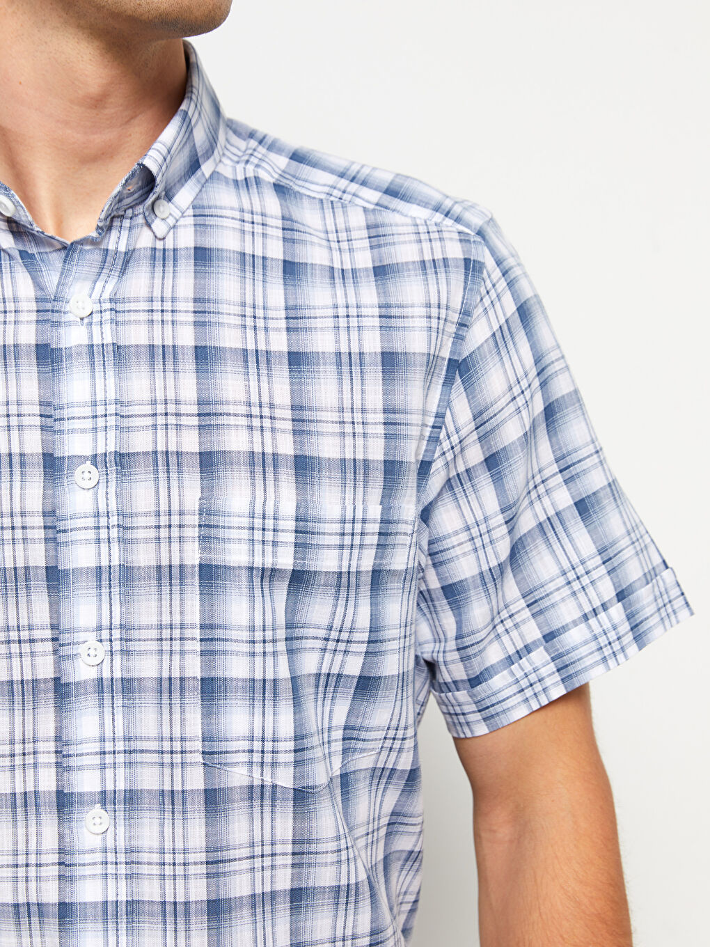 Mavi Regular Fit Kısa Kollu Ekose Poplin Erkek Gömlek-3