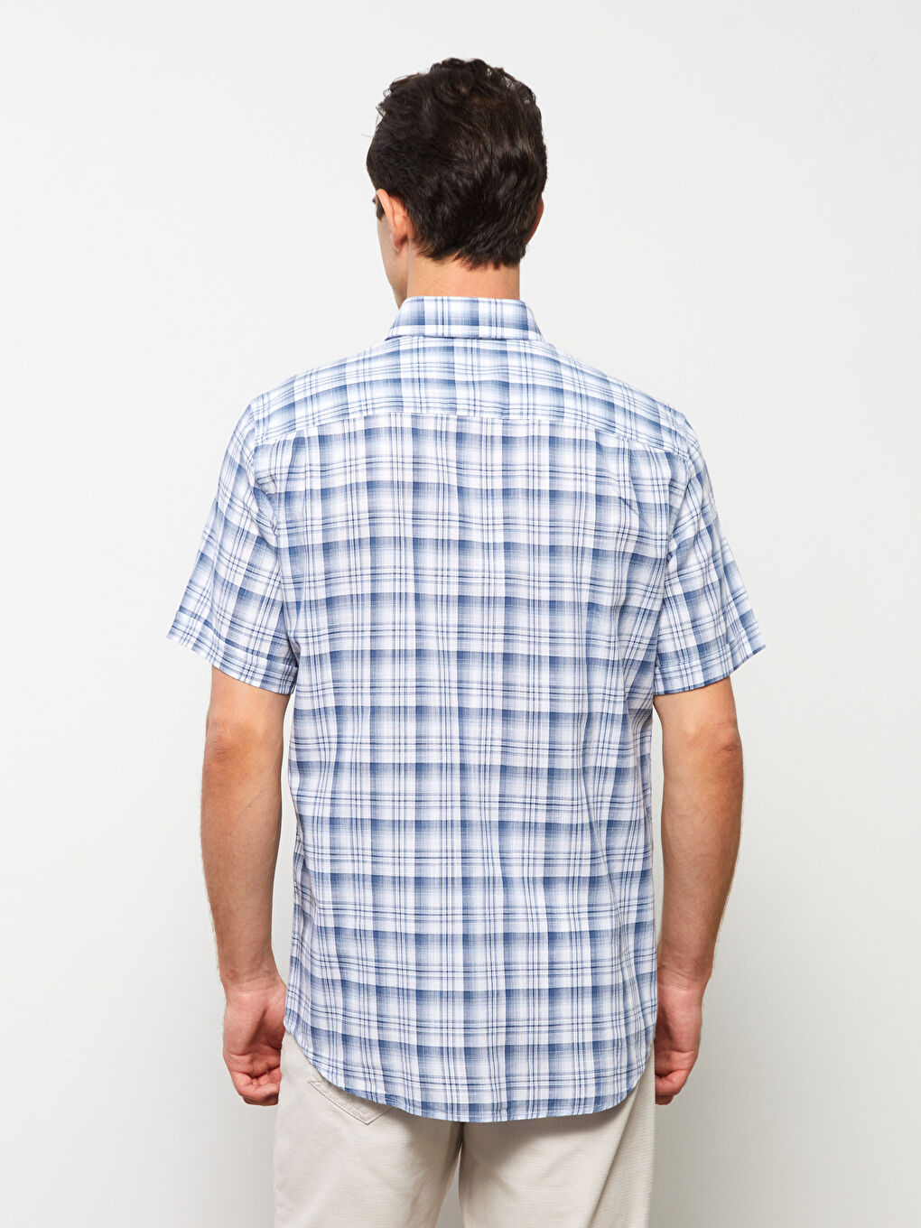 Mavi Regular Fit Kısa Kollu Ekose Poplin Erkek Gömlek-4