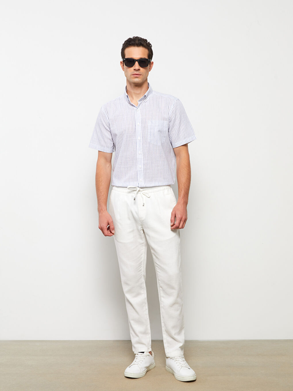 Mavi Regular Fit Kısa Kollu Çizgili Poplin Erkek Gömlek