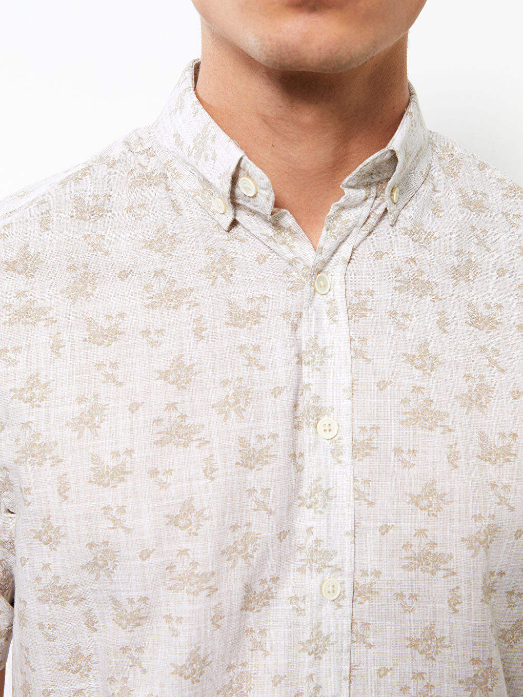 Regular Fit Short Sleeve Patterned Poplin Men's Shirt -S2M629Z8-LQB