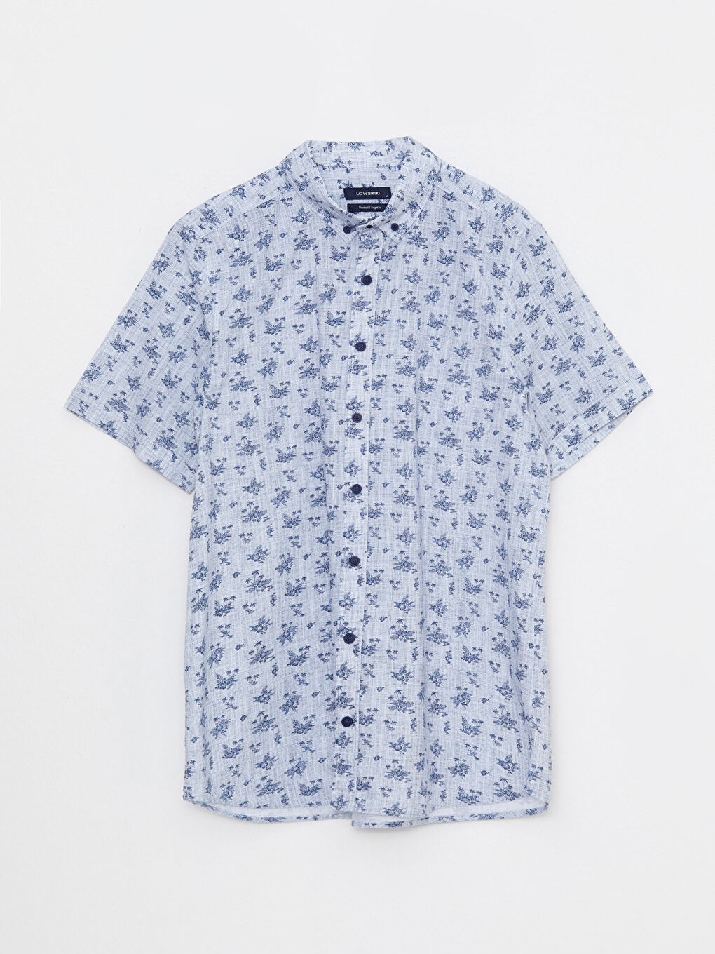 LCWAIKIKI Classic Regular Fit Short Sleeve Patterned Poplin Men's Shirt -S2M629Z8-LS3