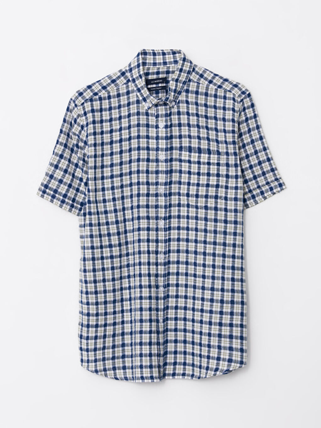 Haki Regular Fit Kısa Kollu Ekose Erkek Gömlek-5