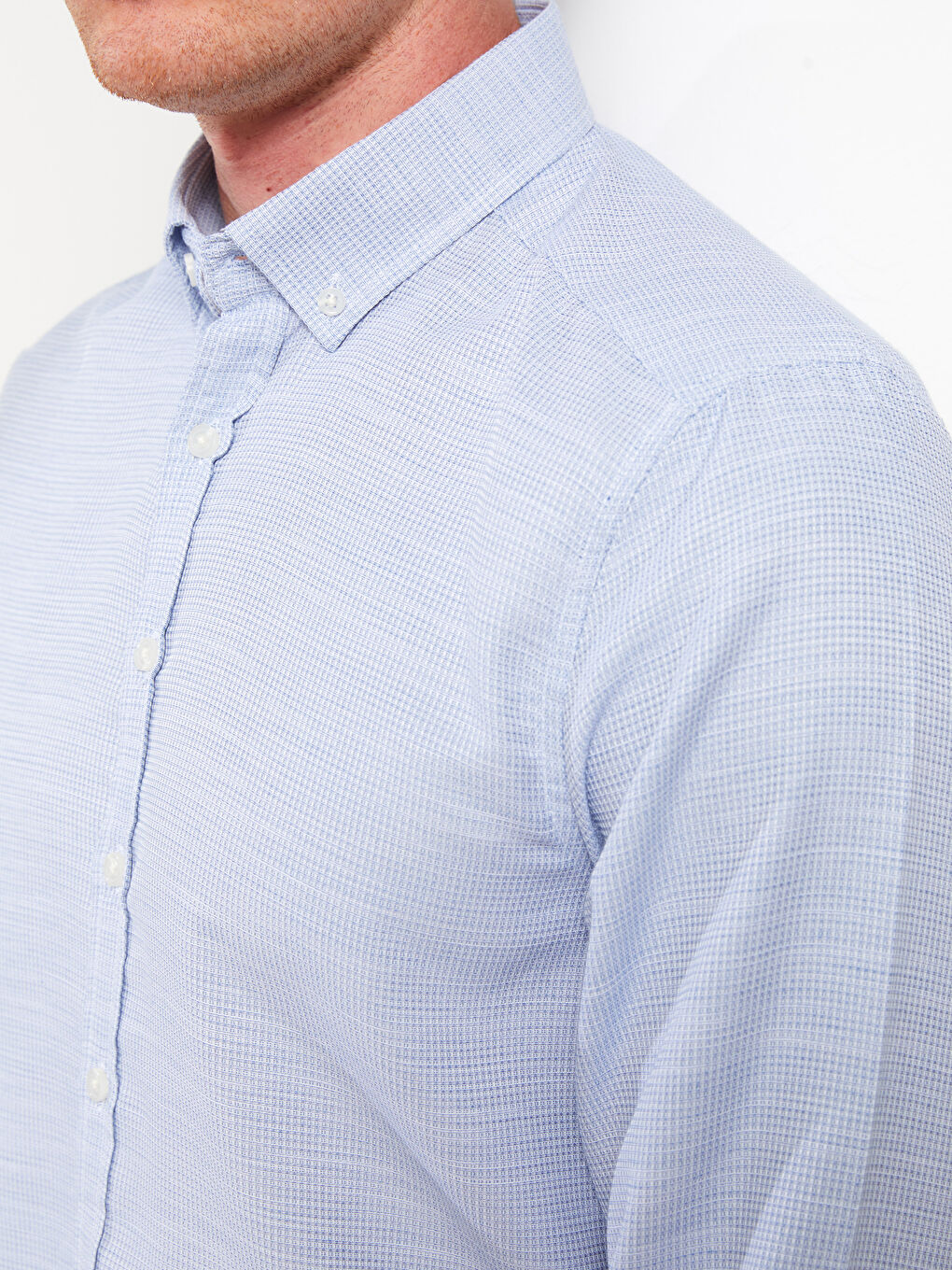 Slim Fit Long Sleeve Dobby Men's Shirt-3