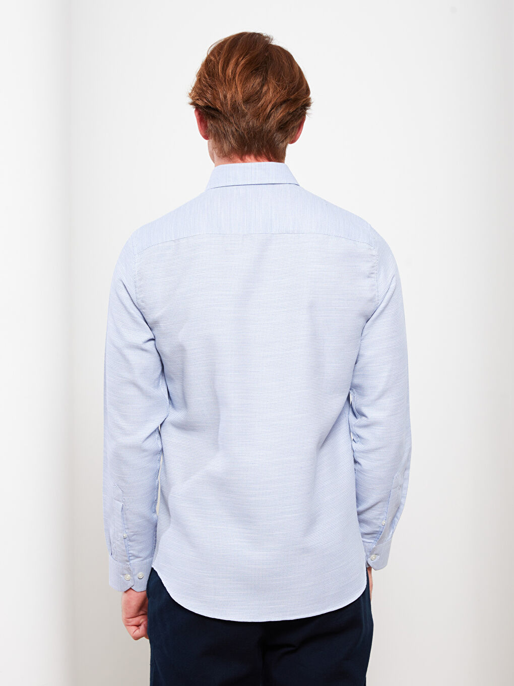 Slim Fit Long Sleeve Dobby Men's Shirt-4