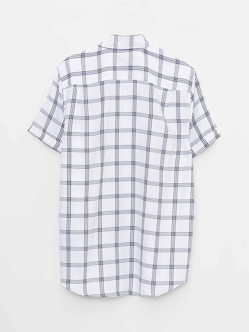 Beyaz Regular Fit Kısa Kollu Ekose Erkek Gömlek-6