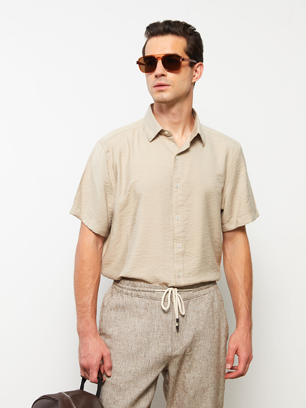 قميص رجالي بكم قصير بقصة عادية-1