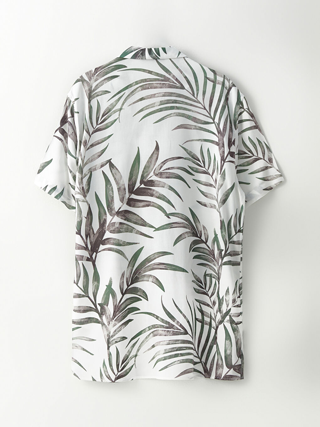 Yeşil Regular Fit Kısa Kollu Desenli Viskon Erkek Gömlek-7