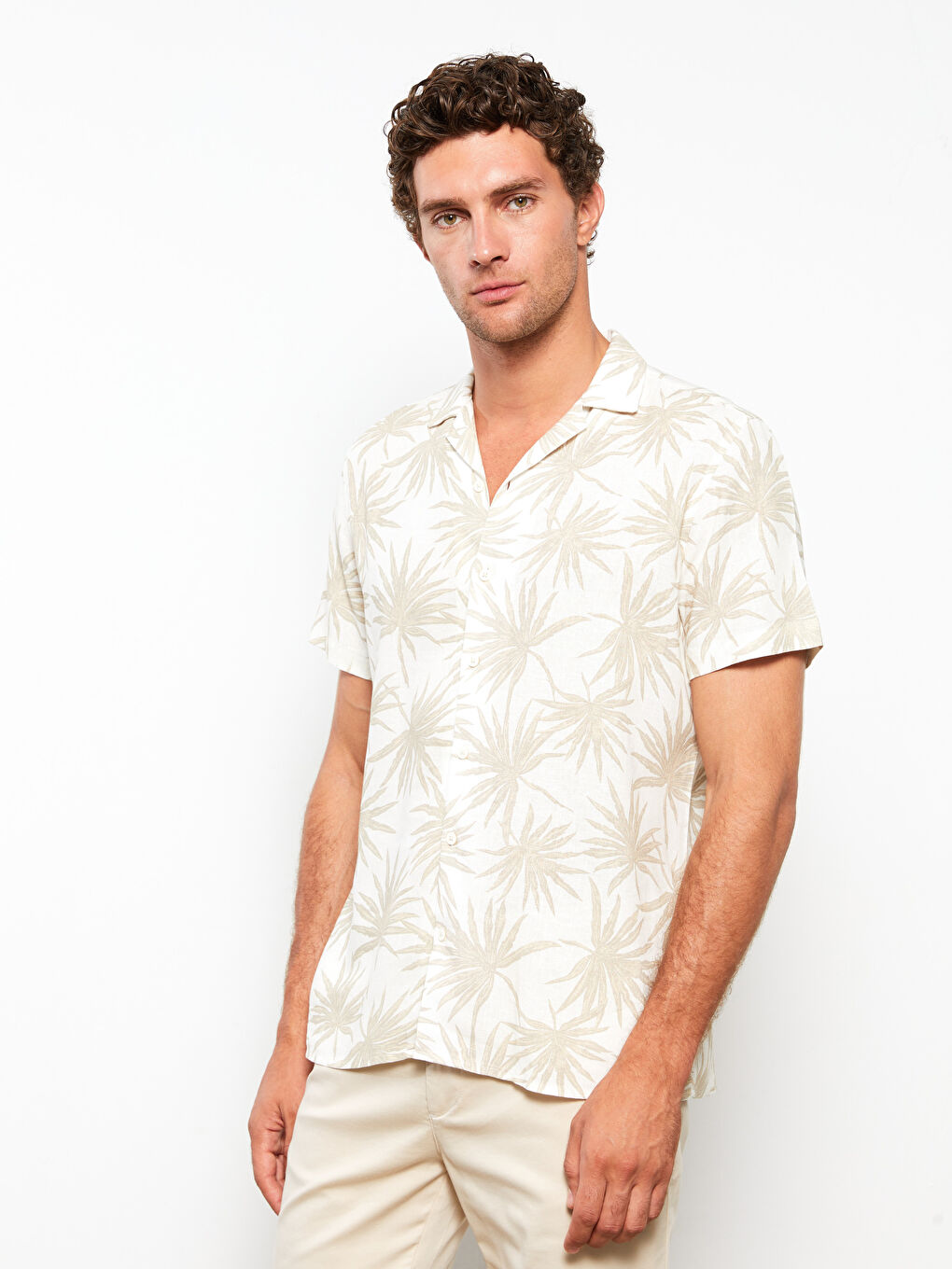 Regular Fit Short Sleeve Patterned Men's Shirt-1
