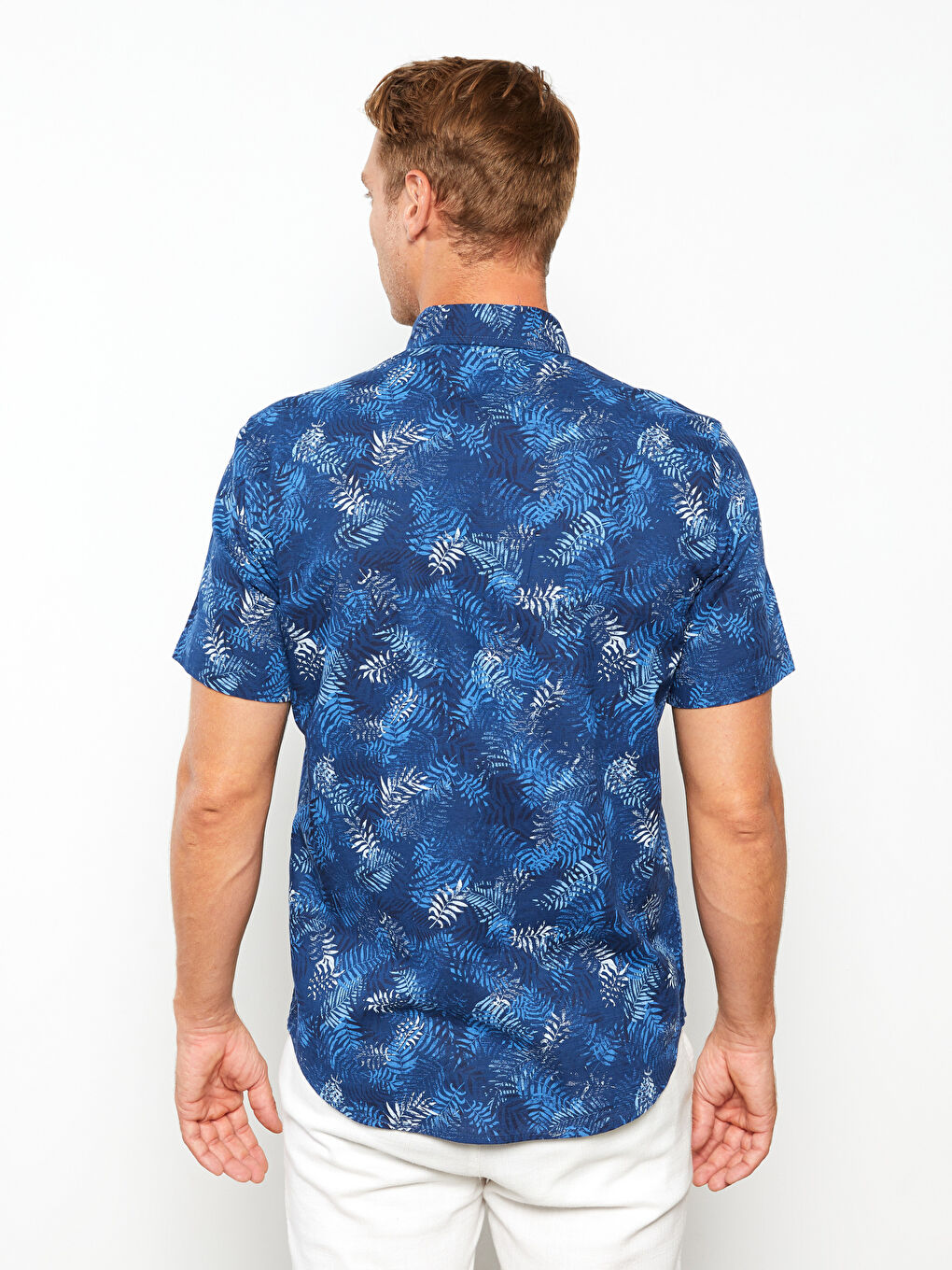 Chemise en Popeline à Motifs à Manches Courtes pour Hommes Coupe Régulière-4