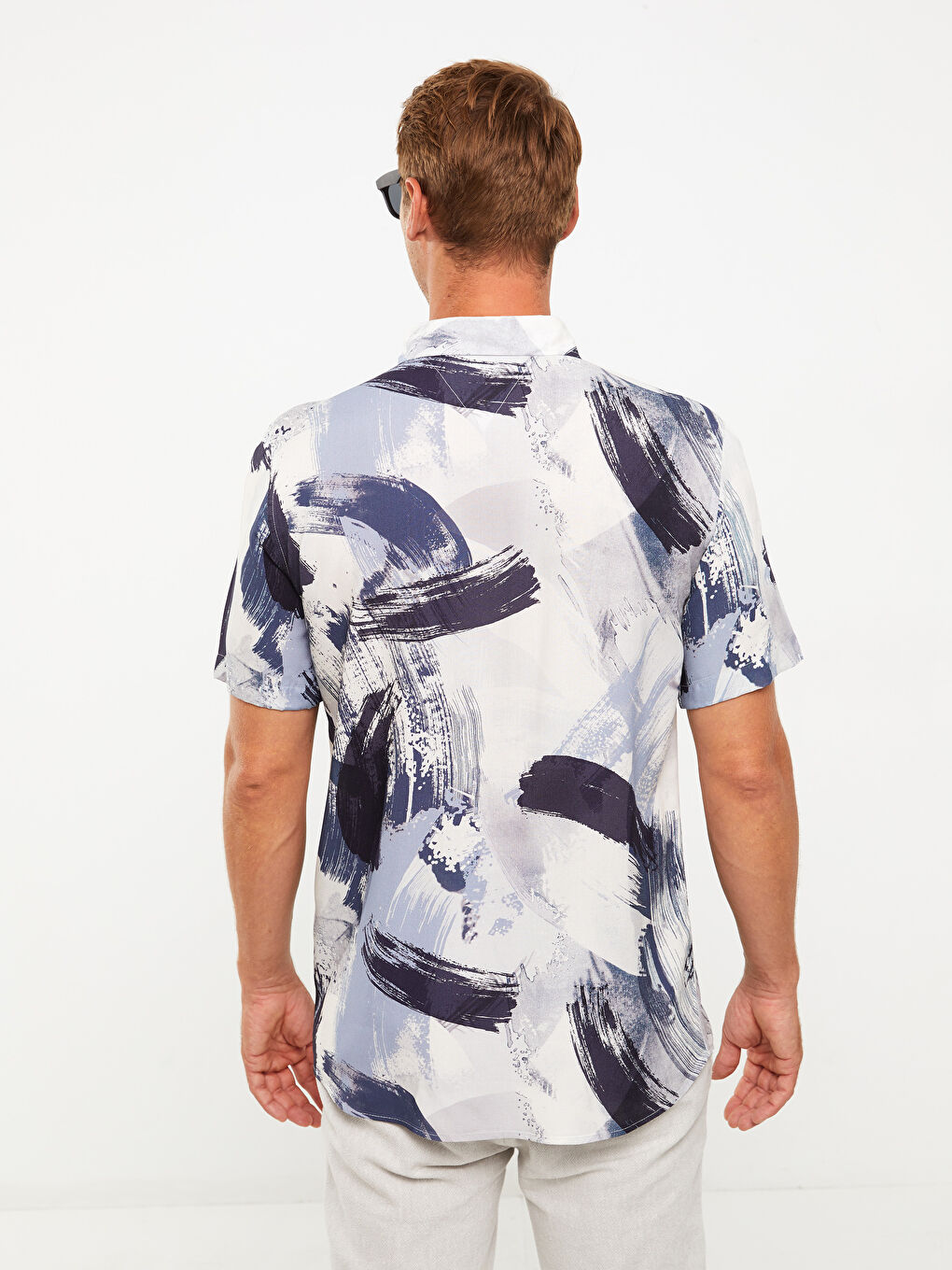 İndigo Regular Fit Kısa Kollu Viskon Erkek Gömlek-4