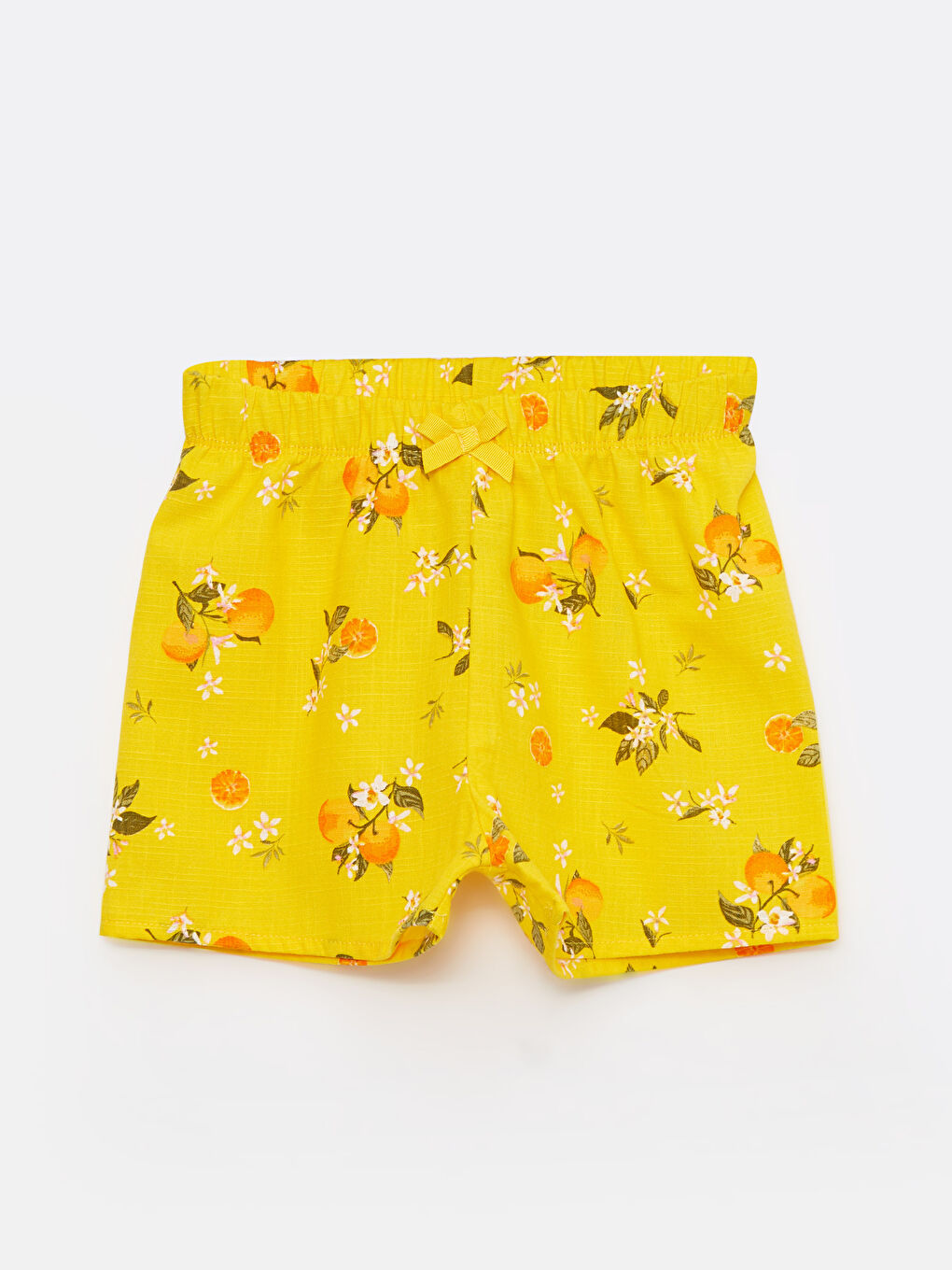 Sarı Bisiklet Yaka Pamuklu Kız Bebek Bluz ve Şort 2'li Takım-2
